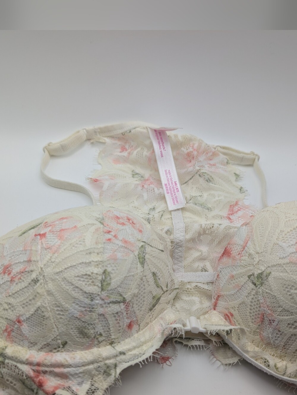 Victoria Secret PINK Lace Date Racerback Bra Front Snap Push Up 34B